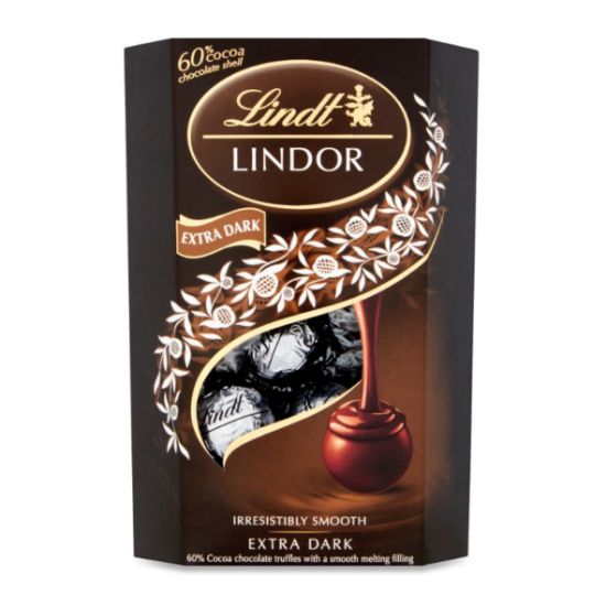 Picture of LINDT LINDOR 60% COCOA EXTRA DARK CHOCOLATE CORNET TRUFFLES 200g 