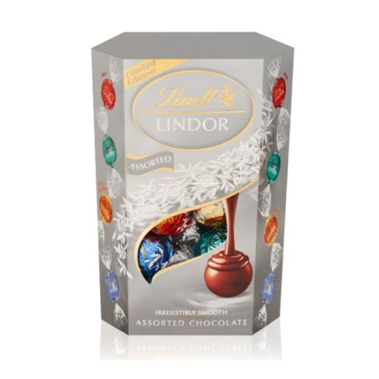 Picture of LINDT LINDOR SILVER ASSORTED CHOCOLATE CORNET TRUFFLES 200g 
