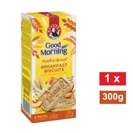 Picture of BAKERS GOOD MORNING PEACH & APRICOT FLAVOURED BREAKFAST BISCUITS 300g