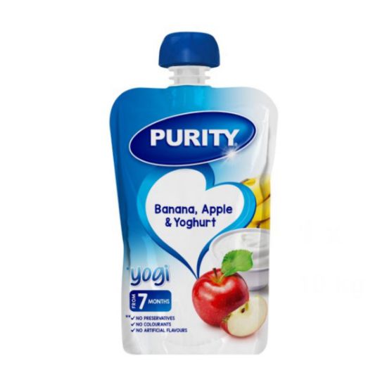 Picture of PURITY BABY FOOD BANANA, APPLE & YOGHURT POUCH 110ml 