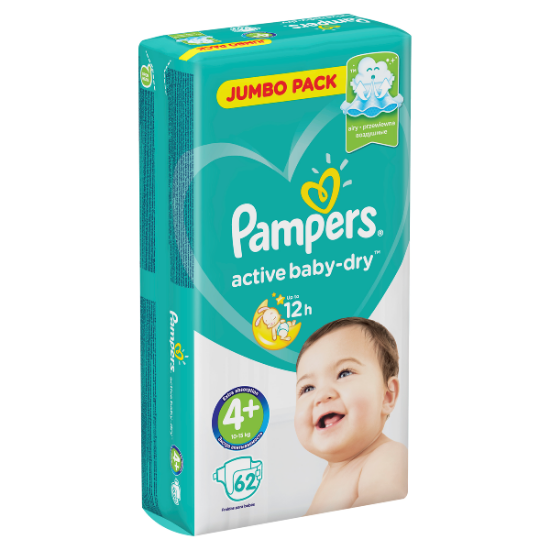 Picture of PAMPERS S4 PLUS MAXI ACTIVE BABY DIAPERS JUMBO PACK 1x62