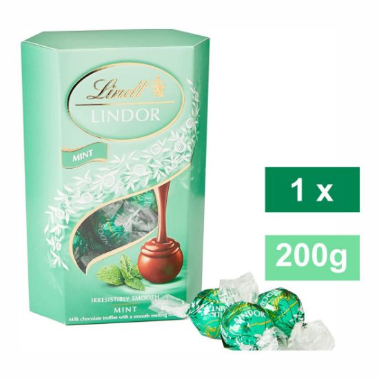 Picture of LINDT LINDOR CORNET CHOCOLATE TRUFFLES - MINT 1x200g