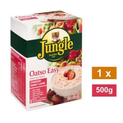 Picture of JUNGLE OATSO EASY STRAWBERRY & YOGHURT FLAVOURED INSTANT OATS SATCHETS 500g 