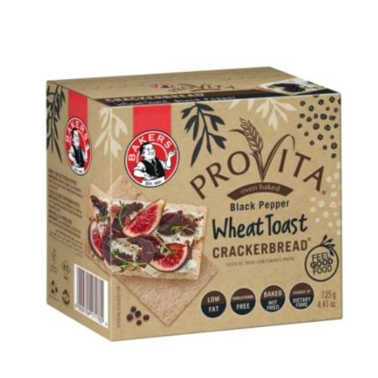 Picture of BAKERS PROVITA BLACK PEPPER WHEAT TOAST CRACKERBREAD 125g