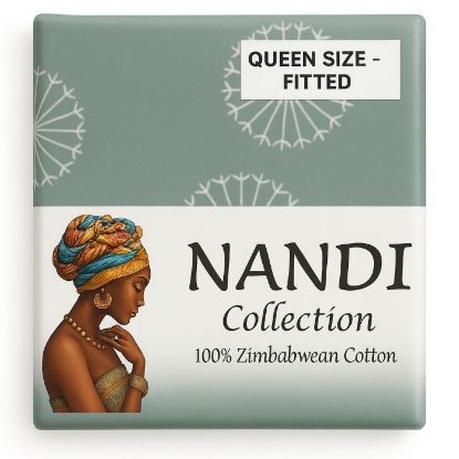 Picture of NANDI DANDELION GREY BED LINEN SET FITTED - QUEEN 100% COTTON 