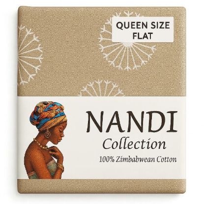 Picture of NANDI DANDELION MUSHROOM BED LINEN SET FLAT - QUEEN 100% COTTON