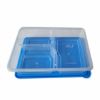 Picture of CLEAR 3 COMPARTMENTS BLUE LID RECTANGLE LUNCH BOX 