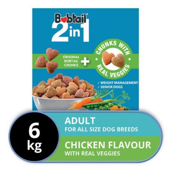 Picture of BOBTAIL 2 in 1 DOG FOOD WITH REAL VEGGIES - CHICKEN FLAVOR 1x6kg