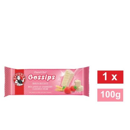 Picture of BAKERS GOSSIPS STRAWBERRY FLAVOURED WAFER BISCUITS 100g
