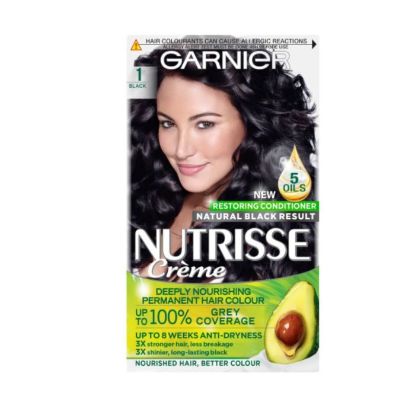 Picture of GARNIER NUTRISSE CREME NO. 1  BLACK DEEP NOURISHING PERMANENT HAIR COLOUR 172g