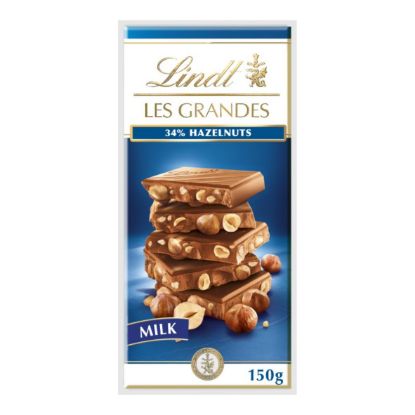 Picture of LINDT LES GRANDES 34% HAZELNUTS MILK CHOCOLATE SLAB 150g
