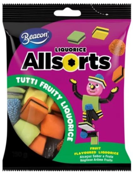 Picture of BEACON LIQUORICE ALLSORTS TUTTI FRUTTI FALVOURED LIQUORICE 75g
